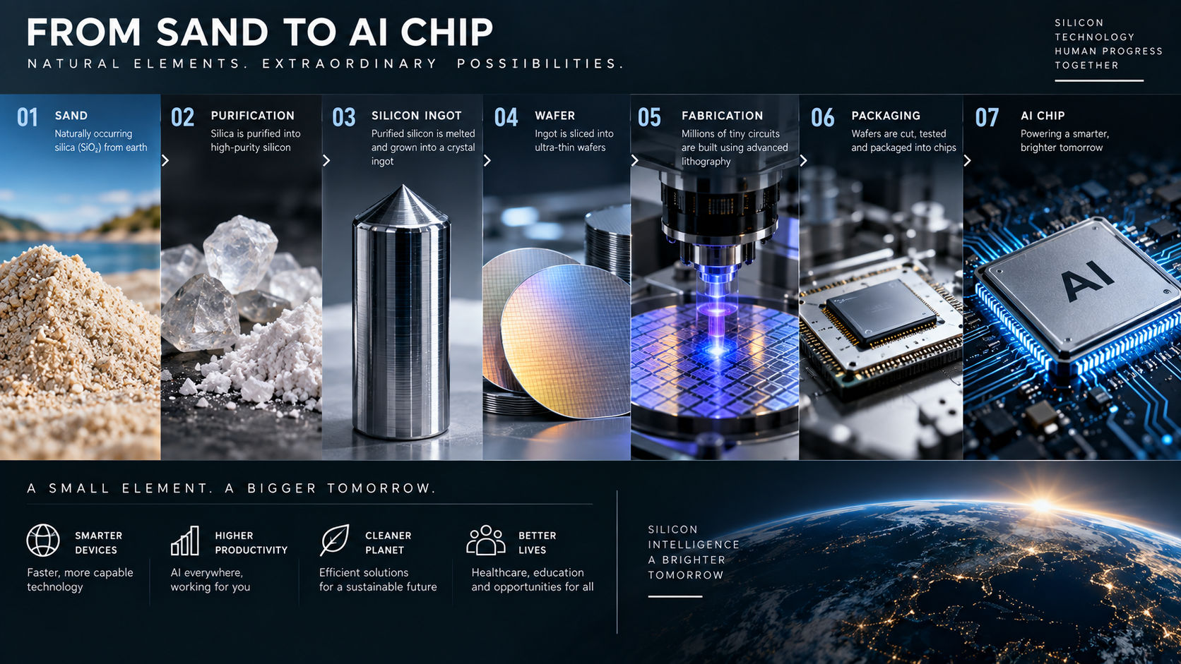 From Sand to AI Chip infographic